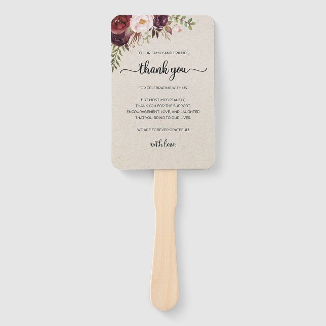 Set of Fans (​Elegant Rustic Marsala Floral Save) (Front)