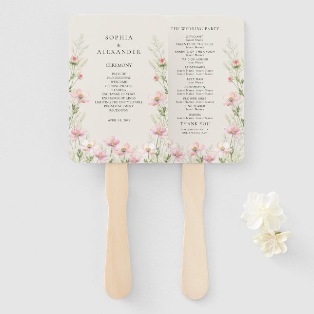 Set of Fans for a wildflower wedding. (Front and Back)