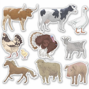 set of farm animals sticker