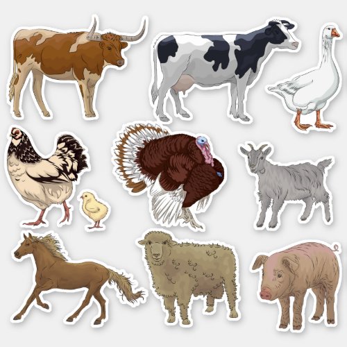 set of farm animals sticker
