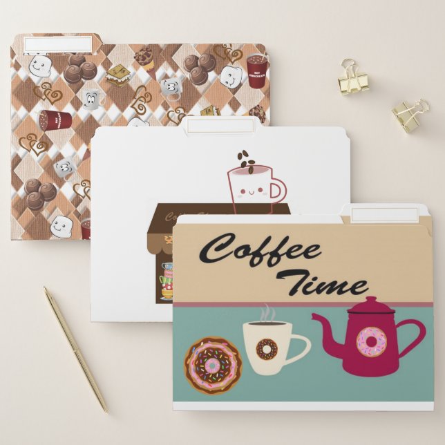 Set of File Folders Coffee Hot Chocolate Caffeine (Set)