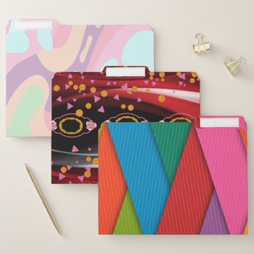 Set of File Folders Colorful Pastel Abstract 