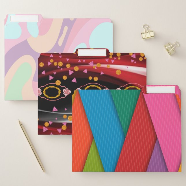 Set of File Folders Colorful Pastel Abstract  (Set)