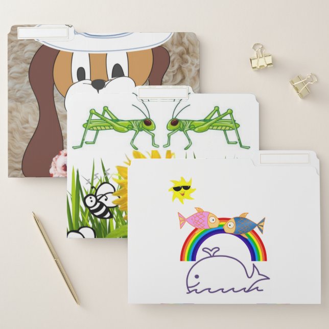 Set of File Folders Dog Whale Grasshopper (Set)
