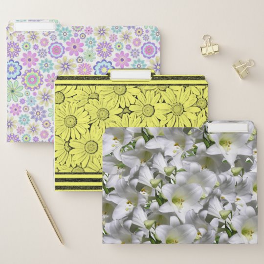 Set of File Folders Floral