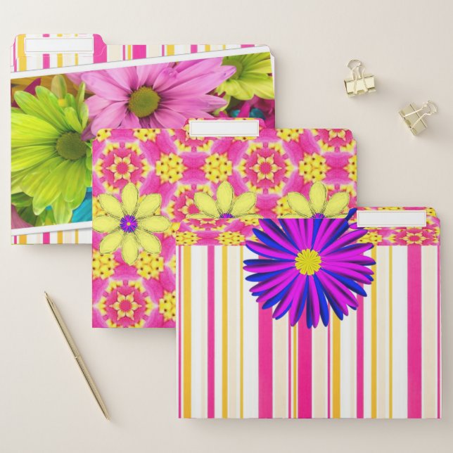 Set of File Folders Floral (Set)