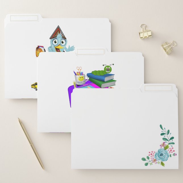 Set of File Folders Floral Teacher Back to School (Set)