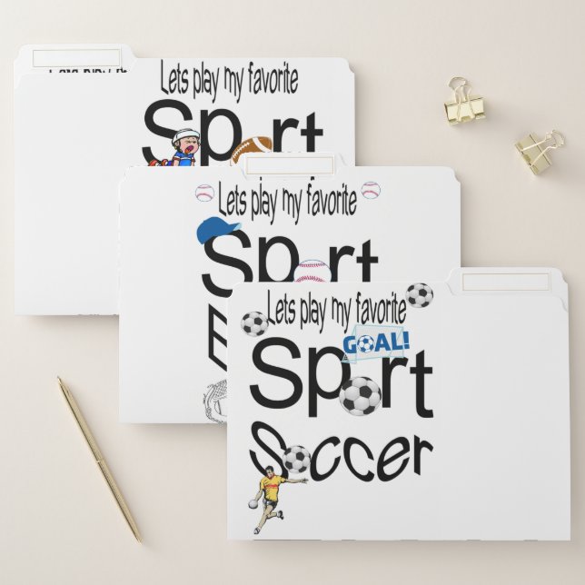 Set of File Folders Football Sports Baseball (Set)