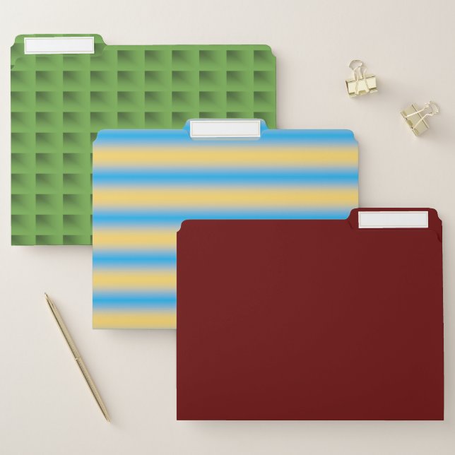 Set of File Folders Green Blue Burgundy (Set)