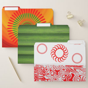 Set of File Folders Orange Green Red