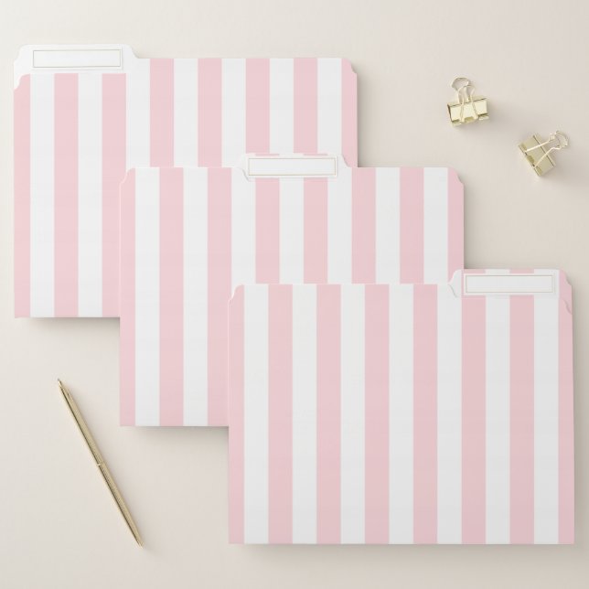 Set of File Folders Pink and White Stripe (Set)