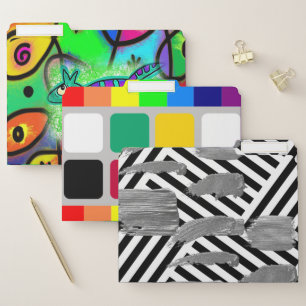 Set of File Folders Squares Whimsical Dog Colorful