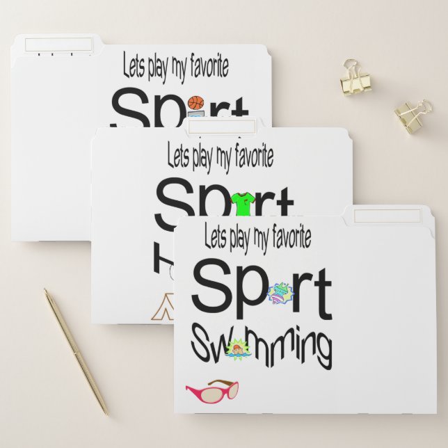 Set of File Folders Stripe Sports Basketball  (Set)
