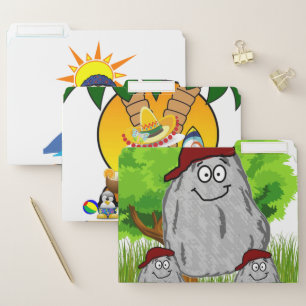 Set of File Folders Surfer Penguin Beach Potatos