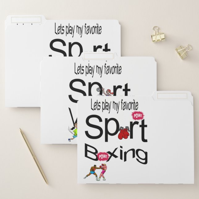 Set of File Folders Tennis Volleyball Sports  (Set)