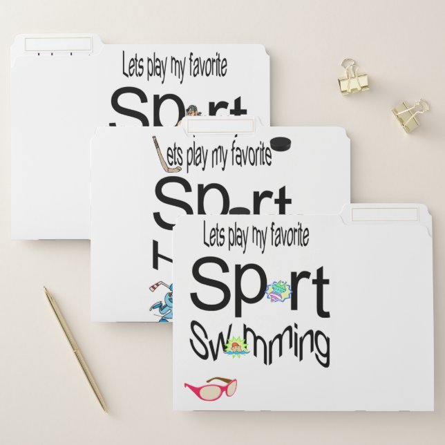 Set of File Folders Wrestling Hockey Sports  (Set)