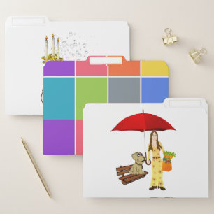 Set of File Folders Yellow Chick Dog Squares