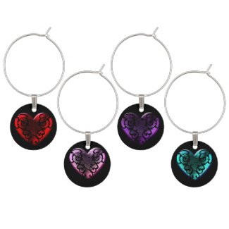 Set of Filligree Goth Hearts in Various Colors