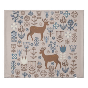 Set of flower elements in the Scandinavian style, Duvet Cover