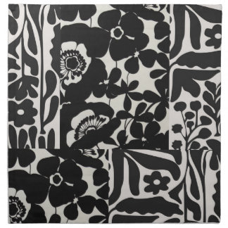 set of four cloth dinner napkins black and white