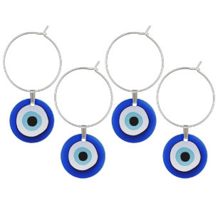 Set of four evil eye printed wine charms