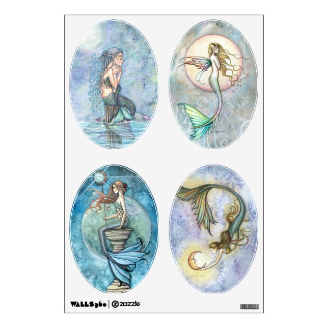 Set of Four Mermaid Wall Decals by Molly Harrison (Front)