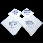 Set of Four "Parents" Wedding Day Handkerchiefs (Top)