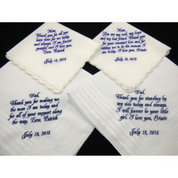 Set Of Four "parents" Wedding Day Handkerchiefs by EllaWinston at Zazzle