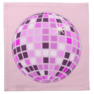 Set of Four Pink Purple Modern Disco Ball  Cloth Napkin