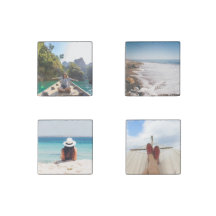 Set of Four Vacation Photos Stone Magnets
