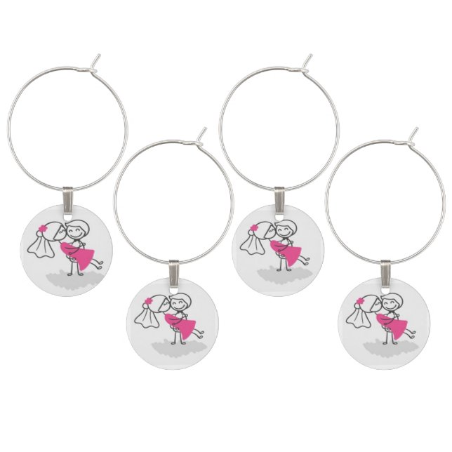 Set of Four Wine Charms/Wedding Glass Charm (Staggered)