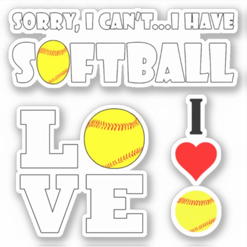 Set of Fun Fastpitch Softball Player Sports Sticker