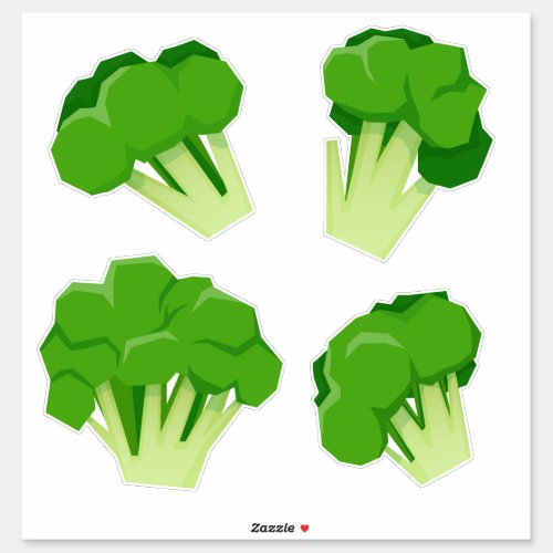 Set of green broccoli sticker