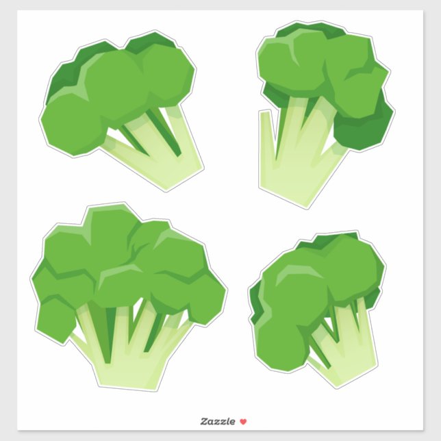 Set of green broccoli sticker (Sheet)