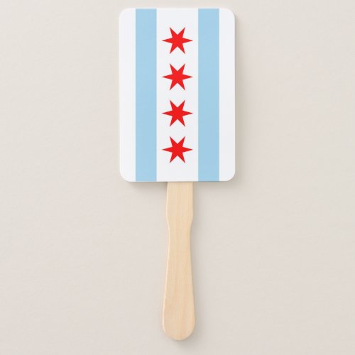 Set of hand fan with flag of Chicago City USA