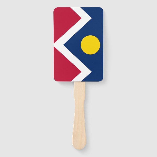 Set of hand fan with flag of Denver City, USA (Front)