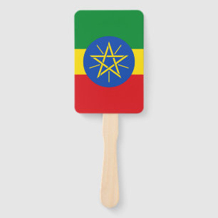 Set of hand fan with flag of Ethiopia