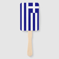 Set of hand fan with flag of Greece