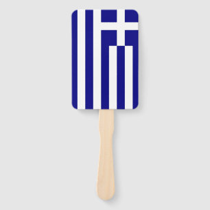 Set of hand fan with flag of Greece