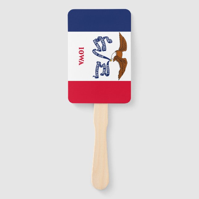Set of hand fan with flag of Iowa State, USA (Front)
