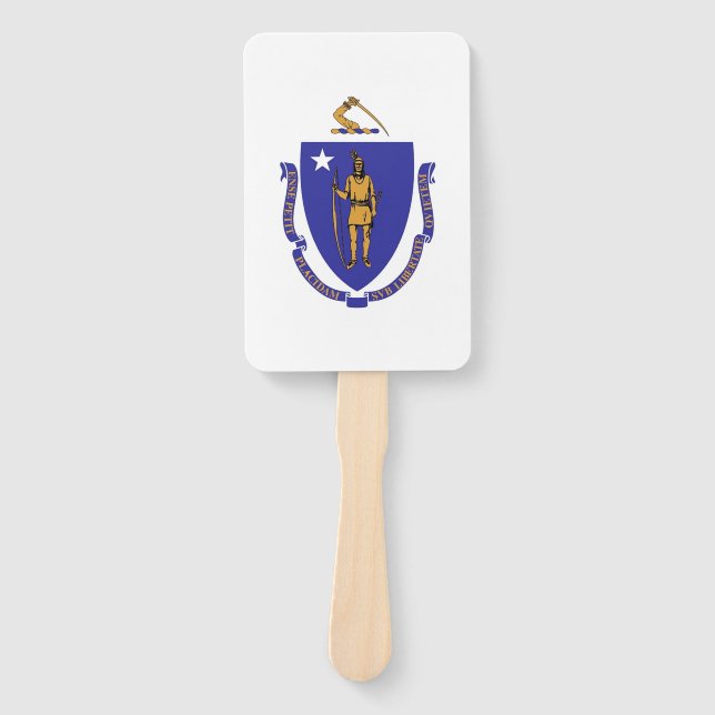 Set of hand fan with flag of Massachusetts, USA (Front)