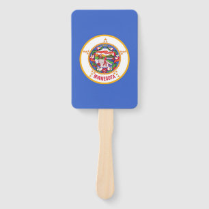 Set of hand fan with flag of Minnesota, USA
