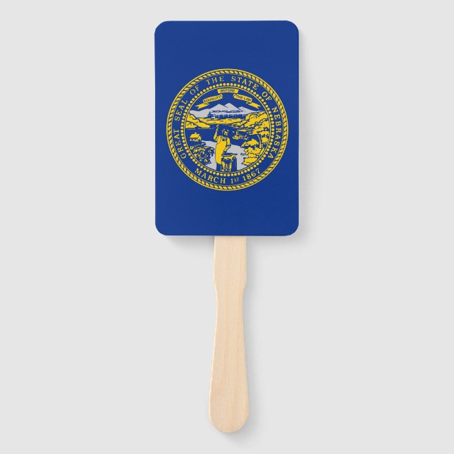 Set of hand fan with flag of Nebraska, USA (Front)