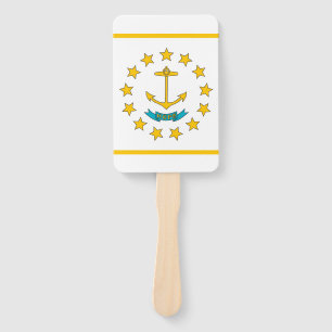Set of hand fan with flag of Rhode Island, USA
