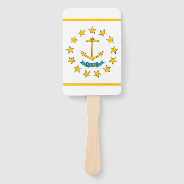 Set of hand fan with flag of Rhode Island, USA (Front)