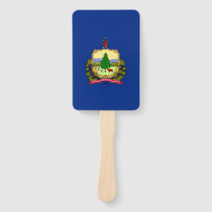 Set of hand fan with flag of Vermont, USA
