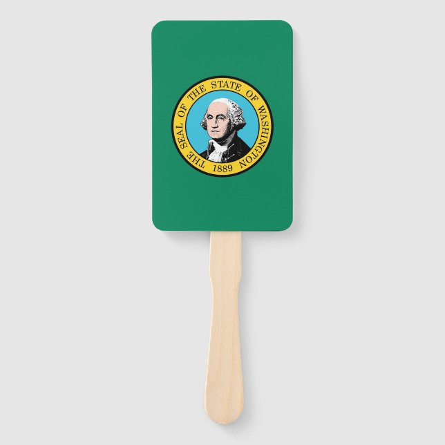 Set of hand fan with flag of Washington State, USA (Front)