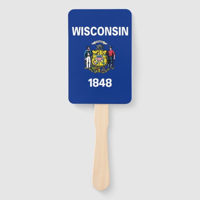 Set of hand fan with flag of Wisconsin, USA (Front)