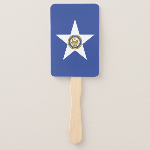 Set of hand fans with flag of Houston