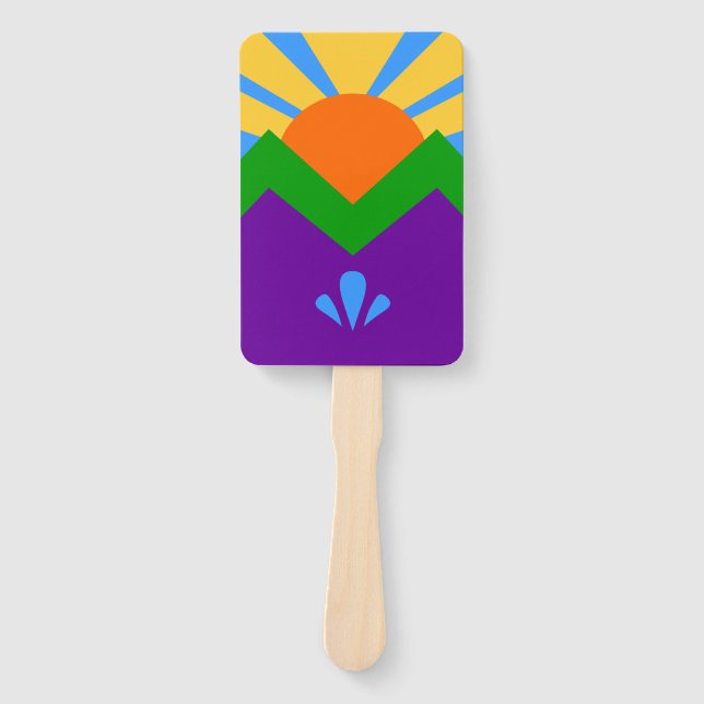 Set of hand fans with flag of Manitou Springs, USA (Front)